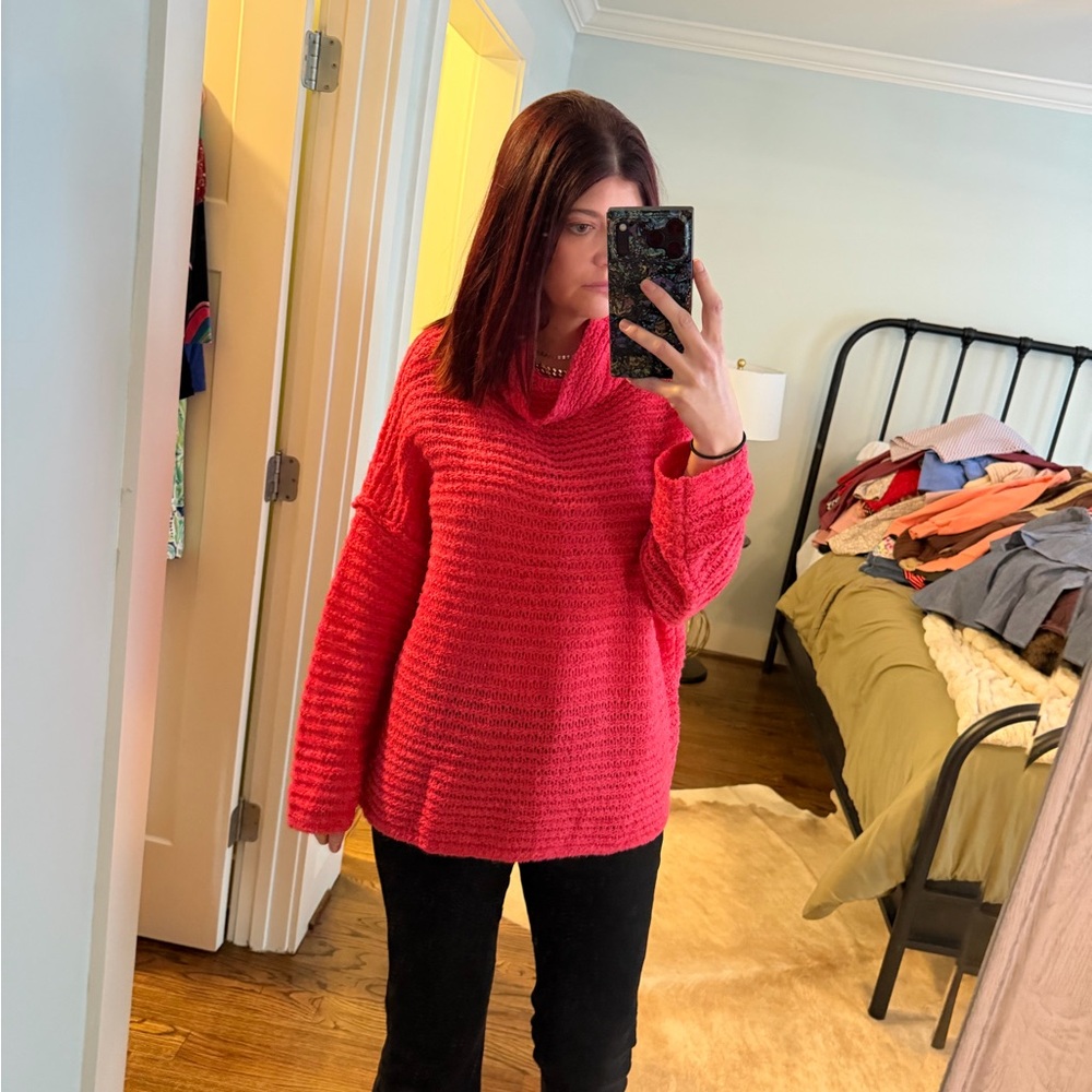 Aerie Women's Pink Cowl Neck Sweater size L